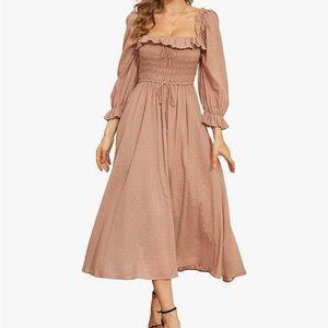 Cottagecore Pink Midi Dress